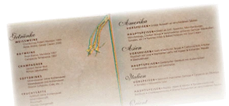Speisekarte der Hochzeit