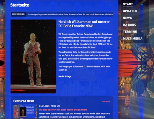 Die Fanseite im jetzigen Design (ab 2026)