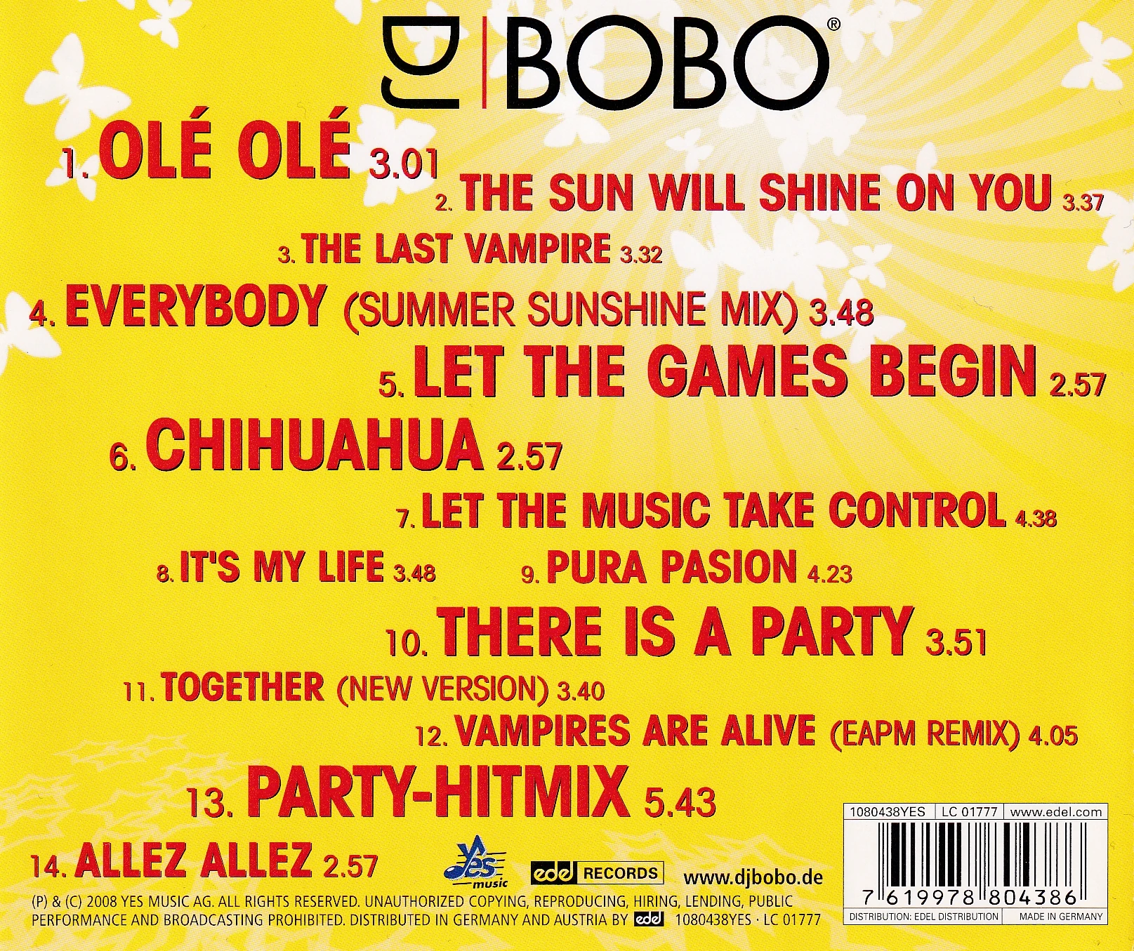 Olé Olé - The Party – Rückseite