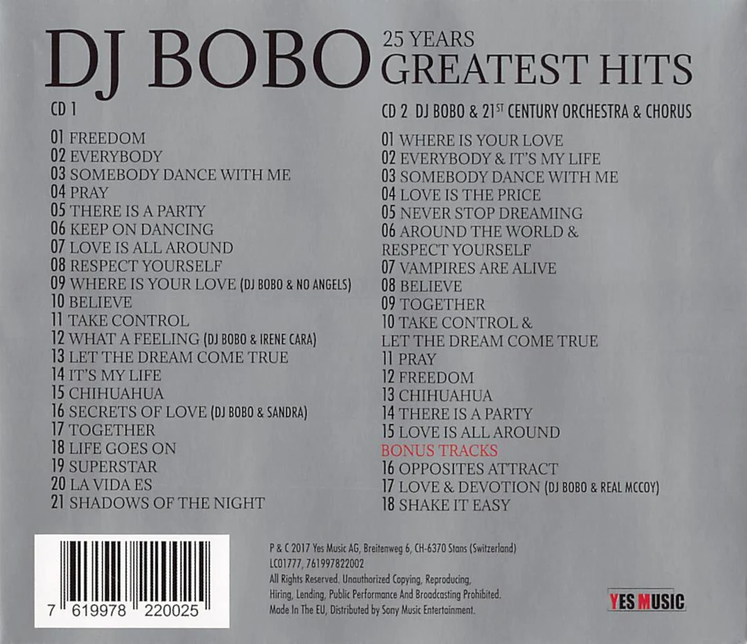 25 Years - Greatest Hits – Rückseite